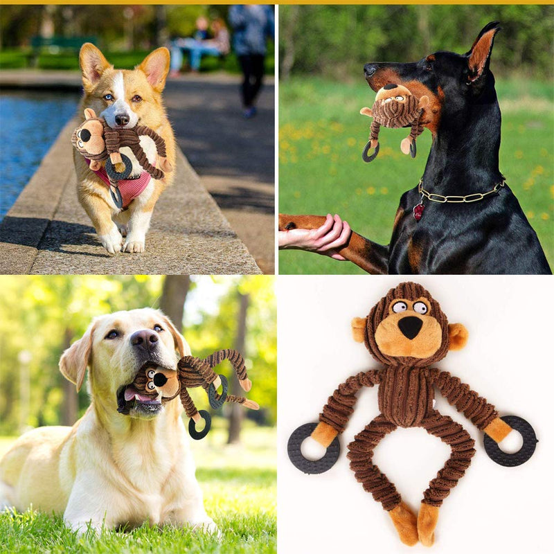 GZGZADMC Puppy Dog Squeaky Toys, Squeaky Dog Plush Toys, Durable Dog Plush Toy Chew Toys Dog Companion - Various Animals Shapes Training Toy for Puppy Small Medium Large Dogs-Monkey Monkey - PawsPlanet Australia