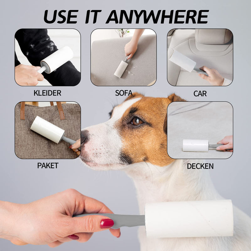 Puki Diary lint roller 6 rolls with 60 sheets each + 1 dispenser, extra sticky lint roller, pet hair remover lint brush for pet hair, clothing, sofa, bed, dog hair and carpet - PawsPlanet Australia