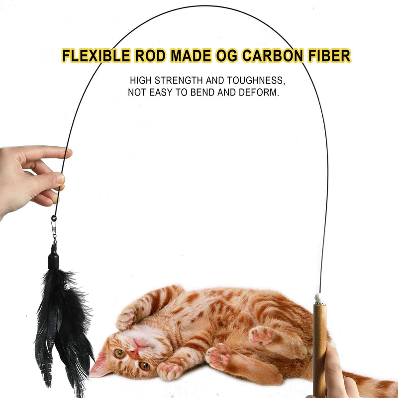 RUOXiAO Cat Toys for Interactive Feather Toys-Cat Wand Teaser Toys with 2 Tiny Fingers for Kitty and Small Pets. Feather Toy Kit - PawsPlanet Australia