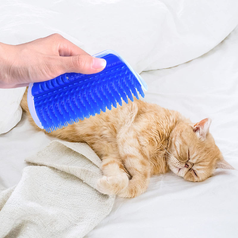 Pinsheng Cat Self Groomer, 2 Pack Wall Corner Massage Comb with Catnip Pouch, Grooming Comb Brush Massage Tool for Cats with Long and Short Fur(Blue&Gray) - PawsPlanet Australia