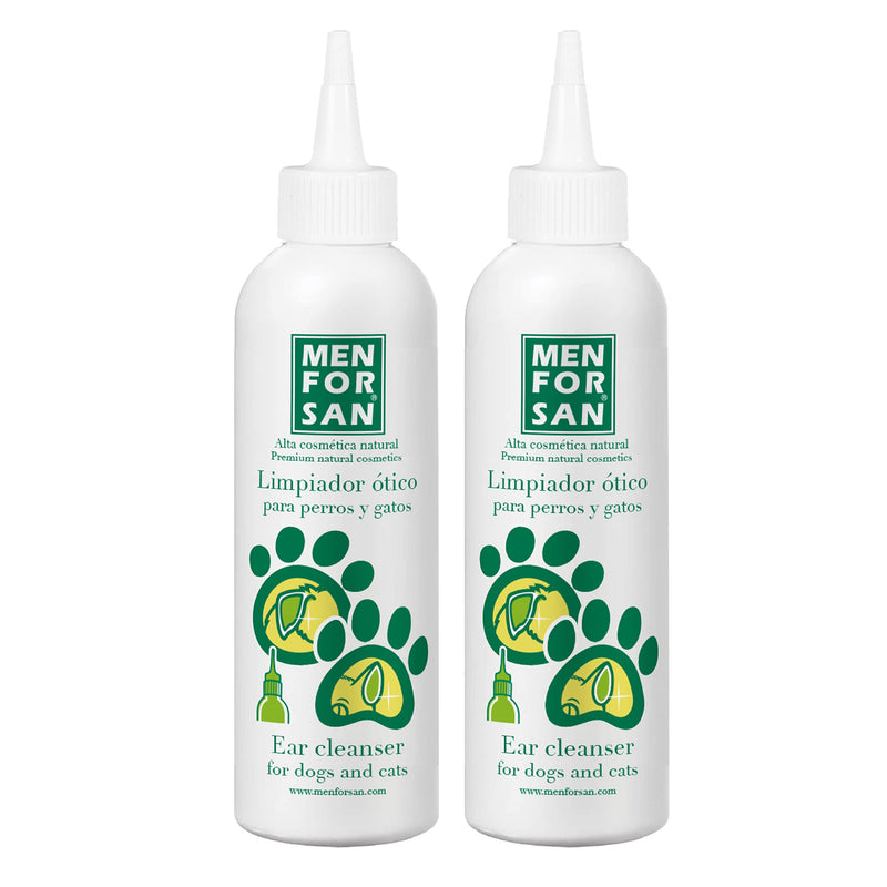 MENFORSAN Ear Cleaner for Dogs and Cats - 125ml Pack of 2 Natural Cleaner Alcohol Free Helps Prevent and Control Otitis in Pets Colorless - PawsPlanet Australia