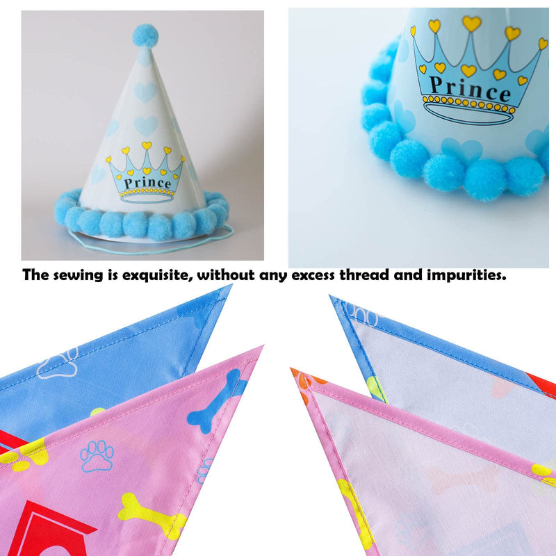 Dog Birthday Bandana Hat Kit,Triangle Cotton Dog Scarf with Cute Birthday Boy/Girl Decorations,Puppy Birthday Party Hat Set Dog Birthday Cake Outfit Gift/Pet Party Supplies Accessories(Blue) Blue - PawsPlanet Australia