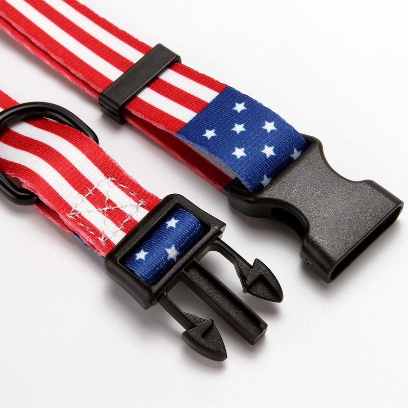 [Australia] - MGpets American Flag Dog Collar and Rope with nameplate in 3 Different Sizes M 14"-21" Neck 