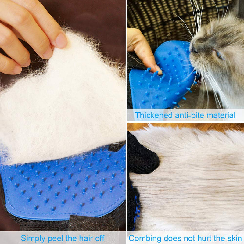 Pet Hair Remover Glove Pet Grooming Brush Glove Set, Premium Deshedding glove for easy, Massage Mitt with Enhanced Five Finger Design, Perfect for Dogs Cats with Long Short Fur (One Pair) - PawsPlanet Australia