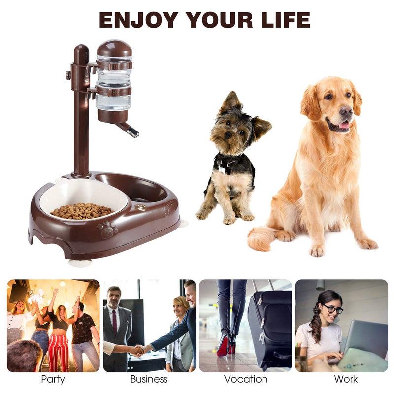 [Australia] - Pet Standing Water Dispenser Bowl- Multifunctional Automatic,Feeder for Dog and Cat Height Adjustable 450ml Water Bottle,Automatic Standing Water Dispenser, Detachable Pole Self-Feeder Whole Feeding Set 