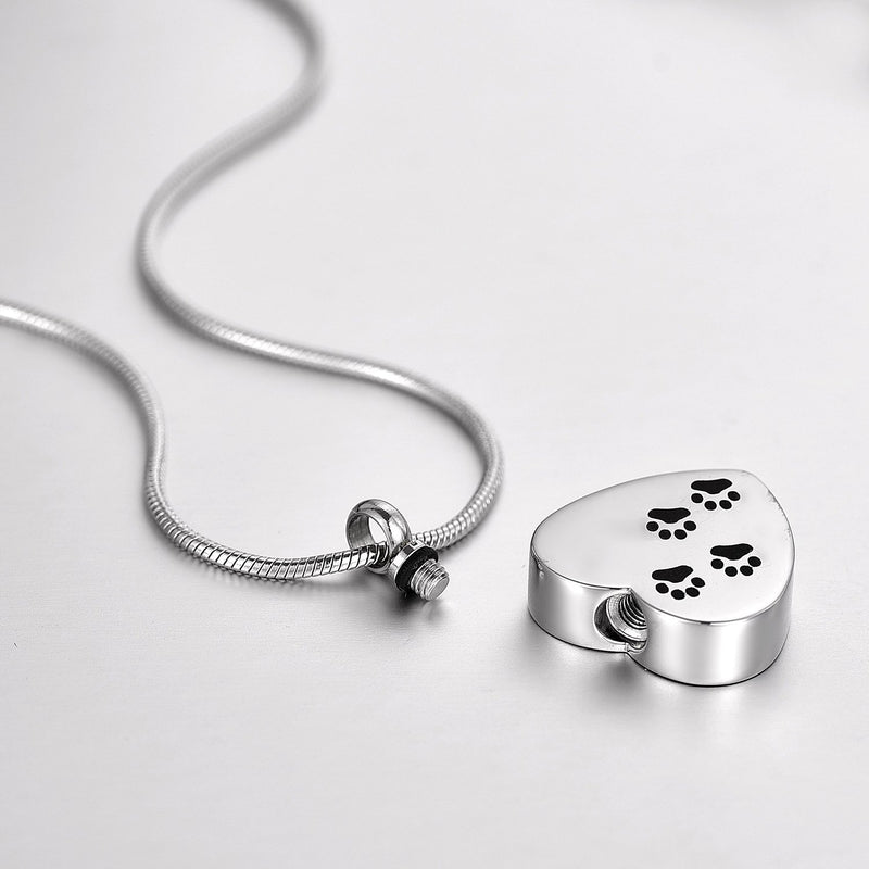 ZCBRISK Stainless Steel Memorial Keepsake Jewelry Pet Paw Urn Necklace Cremation Pendant for Ashes Love Pet 1 - PawsPlanet Australia