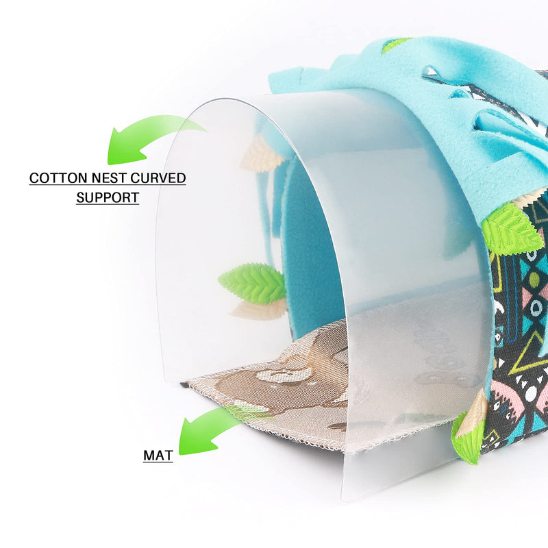 Small Pet Animal Tunnel House with Curtain Guinea Pig Hideout Hideaway with Mat(2 Sides) for Hedgehogs,Hamster,Rat Small Animal Large Warm Playing Sleeping Nest Habitat for Different Seasons (Blue) Blue - PawsPlanet Australia