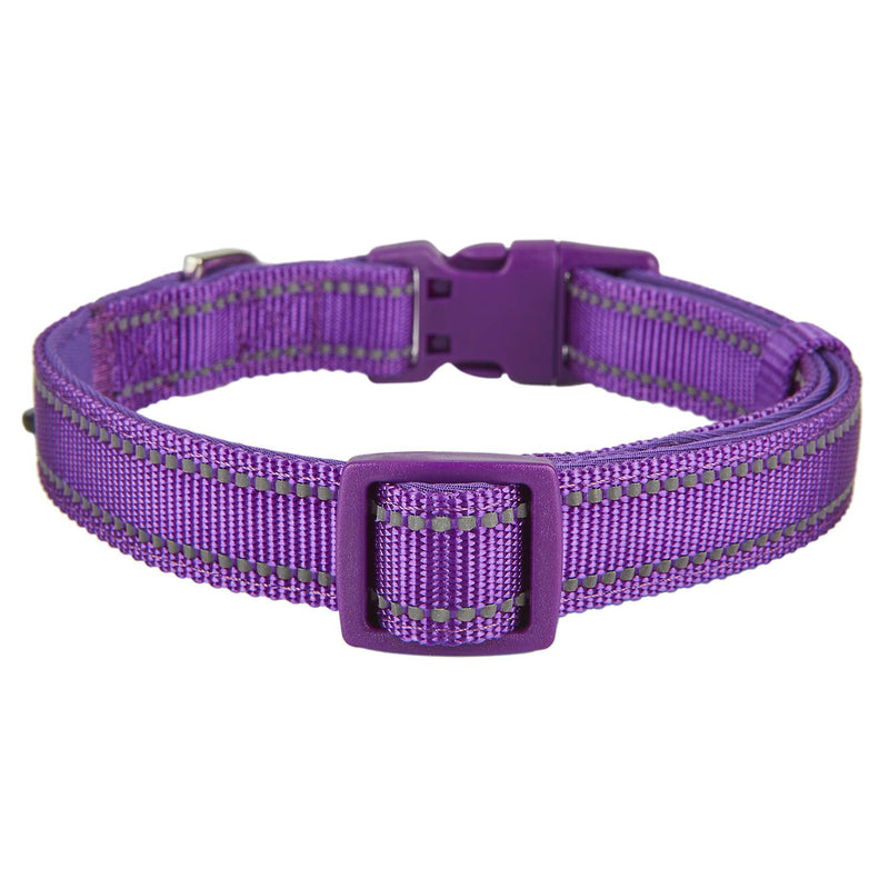 YUDOTE Dog Collar Medium Strong Reflective Nylon Webbing with Soft Comfy Neoprene Padded Linning for Medium Dogs Daily Use,Vibrant Purple M: adjustable 33-48cm; 2.0cm Wide Vibrant Purple - PawsPlanet Australia