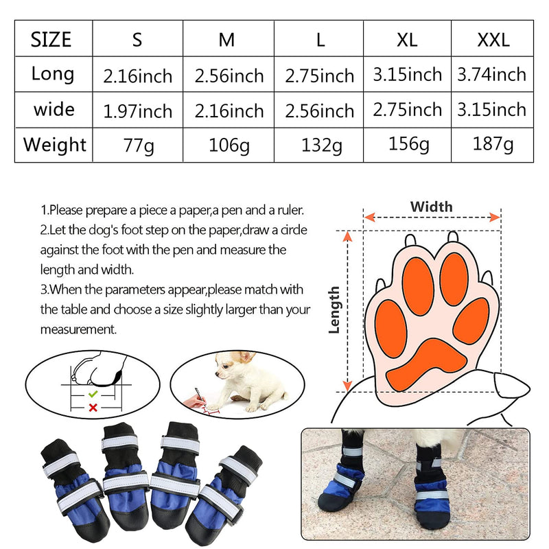 TOOPONE 4pcs Comfortable Soft-Soled Dog Shoes, Reflective Lacing Waterproof Warm Comfortable pet Shoes, Blue S - PawsPlanet Australia