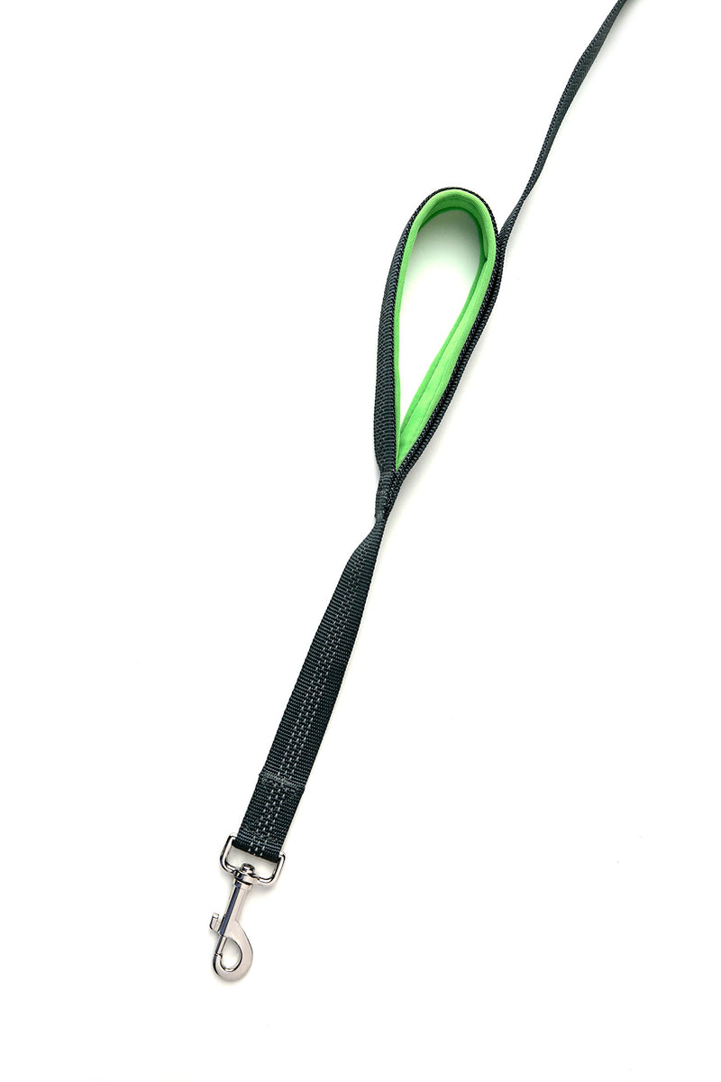 [Australia] - Mighty Paw HandleX2, Dual Handle Dog Leash - 6 Feet, Premium Quality Reflective Leash with 2 Handles. Grey/Green 