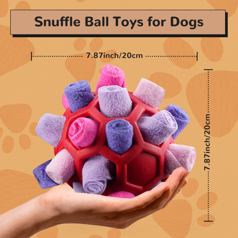 Larimuer Snuffle Ball for Dogs, Sniffing Carpet Snuffle Toy Interactive Dog Toy Portable Pet Snuffle Ball Toy for Small Medium Dogs Pet (Red and Purple) Red and Purple - PawsPlanet Australia