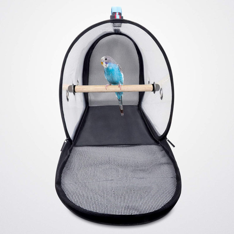 [Australia] - AK KYC Bird Carrier Bag Portable Travel Bird Cage Lightweight Breathable Parrot Perch Space Capsule Bubble Backpack 