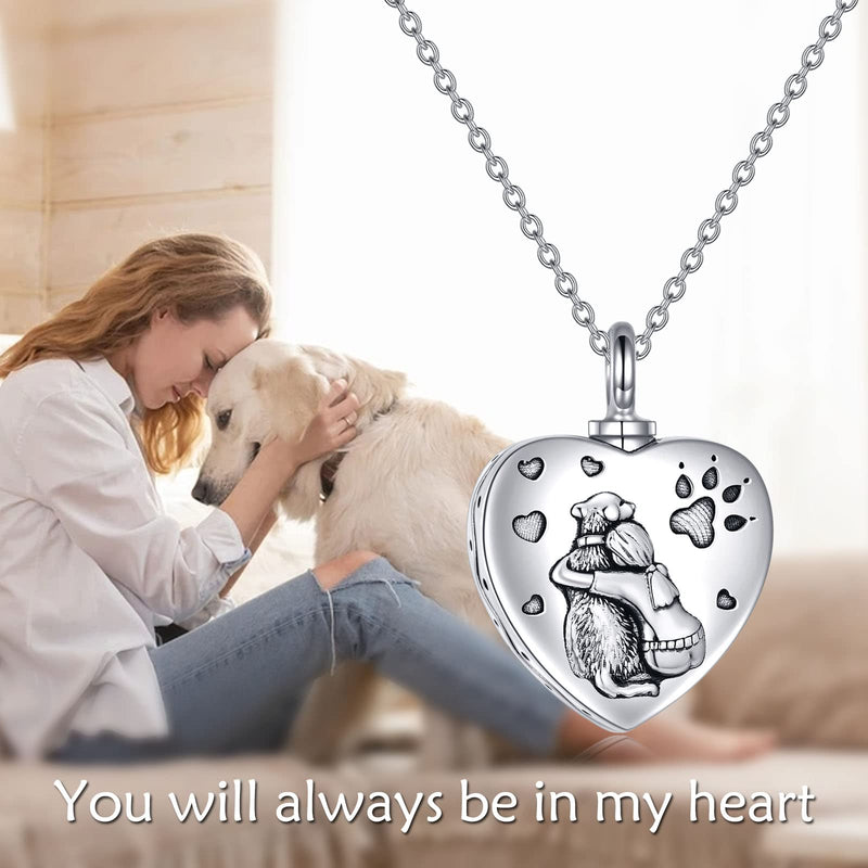 POTOPYY Sterling Silver Dog Urn Necklace for Ashes, Dog Memorial Keepsake Cremation w/Funnel Filler Memorial Jewelry Gifts for Women Girls - PawsPlanet Australia