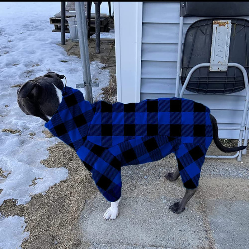 Winter Dog Coat Plaid Pet Dog Clothes Windproof Dog Sweater Warm Fleece Padded Winter Dogs Cats Puppy Small Medium Large Blue S - PawsPlanet Australia