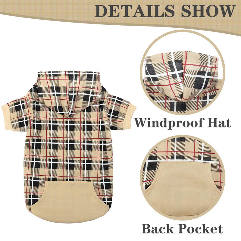 [Australia] - EXPAWLORER Plaid Dog Hoodie - British Style Plaid Pet Sweaters with Hat for Small Medium Large Dogs 