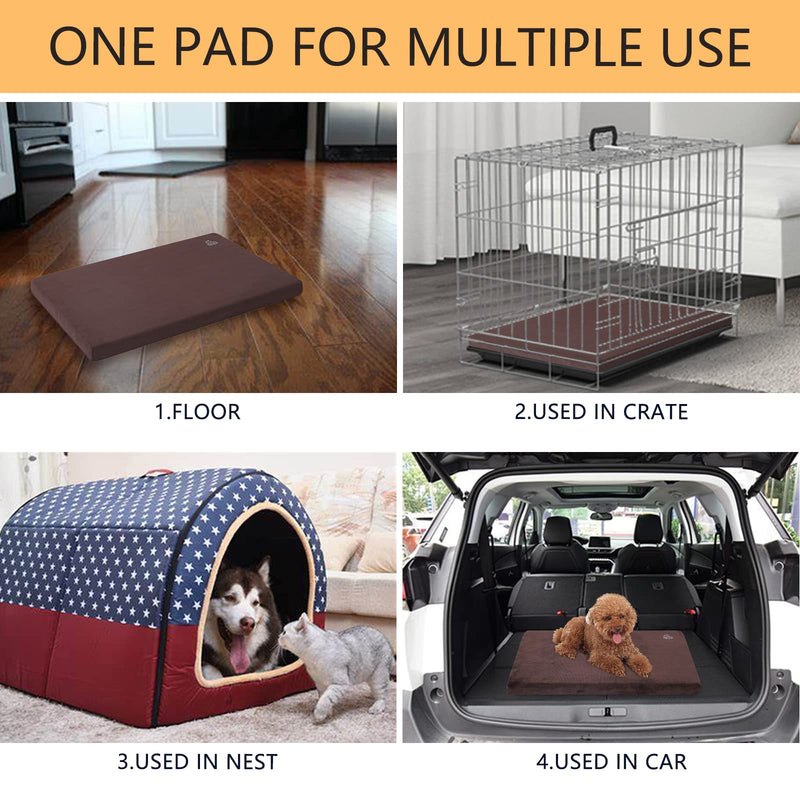 VANKEAN Stylish Dog Bed Mat Dog Crate Pad Reversible (Cool and Warm), Waterproof Linings, Removable Machine Washable Cover, Pet Mat Mattress for Small to XX-Large Dogs Sleeping, Coffee Grey S(23"x16"x3") - PawsPlanet Australia