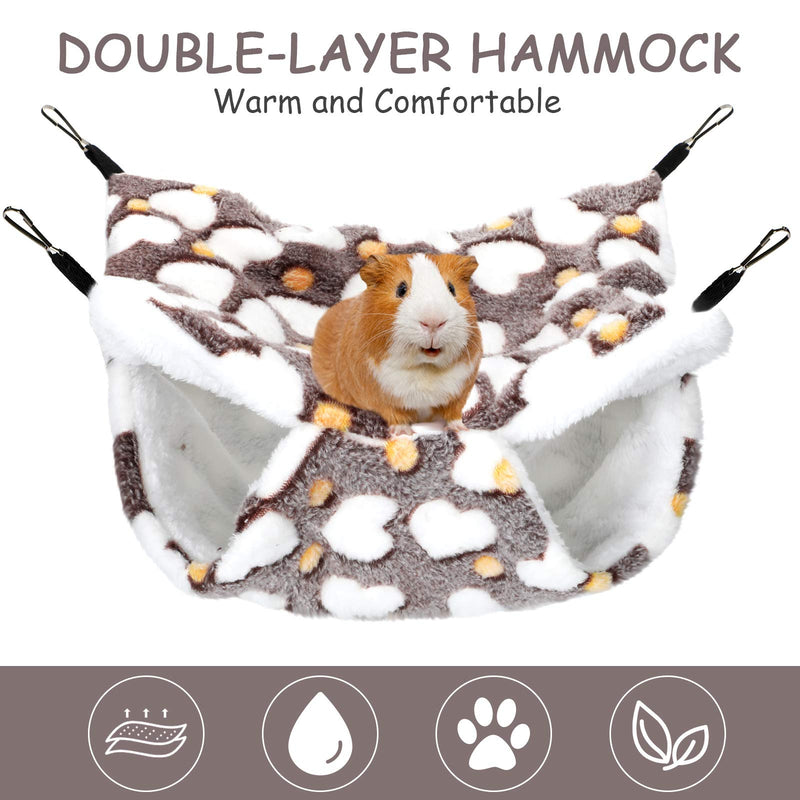 2 Pieces Guinea Pig Hamster Hanging Hammock and Warm Bed Soft Mat Set Small Pet Cage Hammock Hideout Tunnel Cave Hamster Mats for Rat Ferret Guinea Pig Squirrel Small Pet Coffee - PawsPlanet Australia