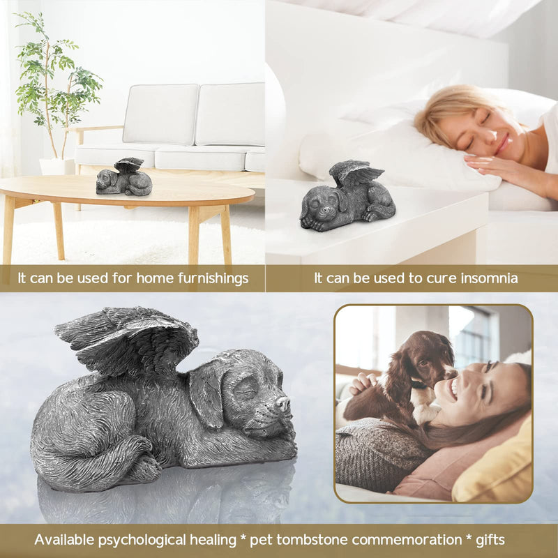 Offfay Pet Memorial Stone, Dog Memorial Gifts, Resin Pet Memorial Statue Grave Marker for Cemetery Memorial Bereavement Gifts Angel Wings Figurine to Honor Cherished Pets - PawsPlanet Australia