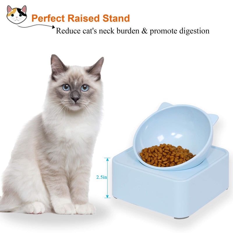 [Australia] - UPSKY Peto Cat Dog Bowl Raised Cat Food Water Bowl with Detachable Elevated Stand Pet Feeder Bowl No-Spill, 0-30°Adjustable Tilted Pet Bowl Stress-Free Suit for Cat Dog (White) Blue 