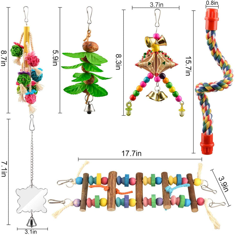 [Australia] - Viowey 6pcs Bird Swing Toys, Parrot Chewing Toys, Hanging Perches with Bells Toys for Parrots, Parakeet, Conure, Cockatiel, Mynah, Love Birds, Finches 