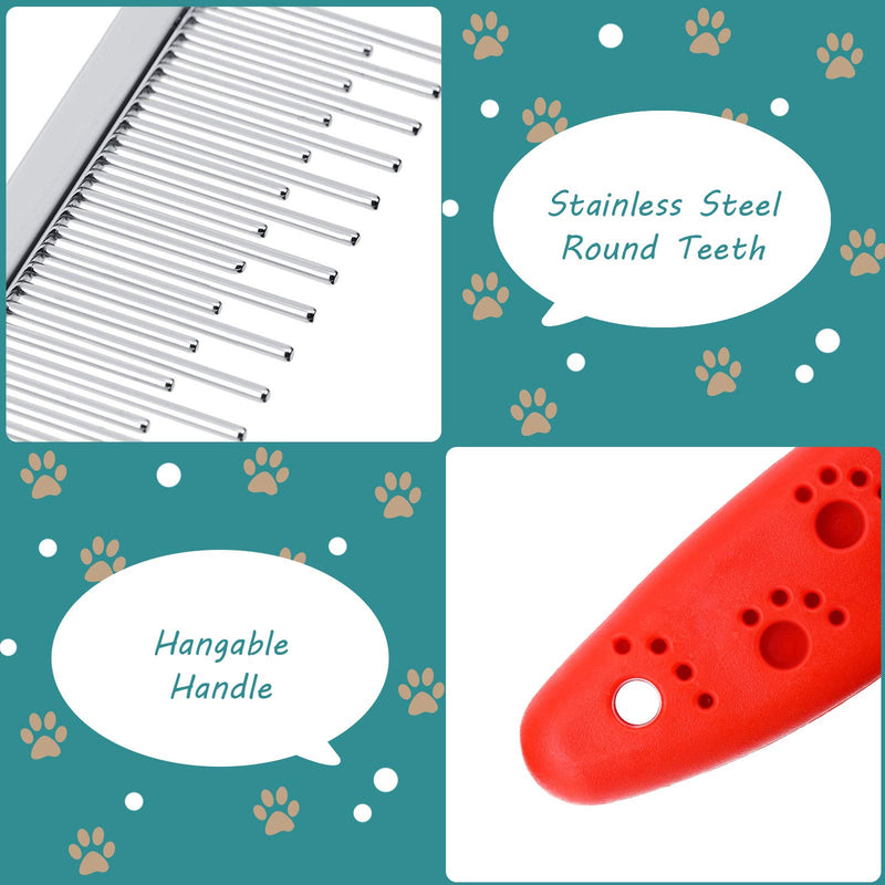 2 Pieces Pet Hair Buster Comb Small Pet Grooming Comb Stainless Steel Long and Short Teeth Comb for Small Animals Rabbits Hamsters Guinea Pigs, Red and Yellow - PawsPlanet Australia