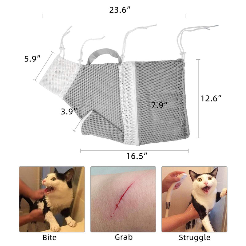 GAPZER Cat Shower Bag Pet Grooming Restraint Bags Adjustable Breathable Mesh Anti-bite & Scratch Kitty Bathing Bag for Nail Trimming - PawsPlanet Australia