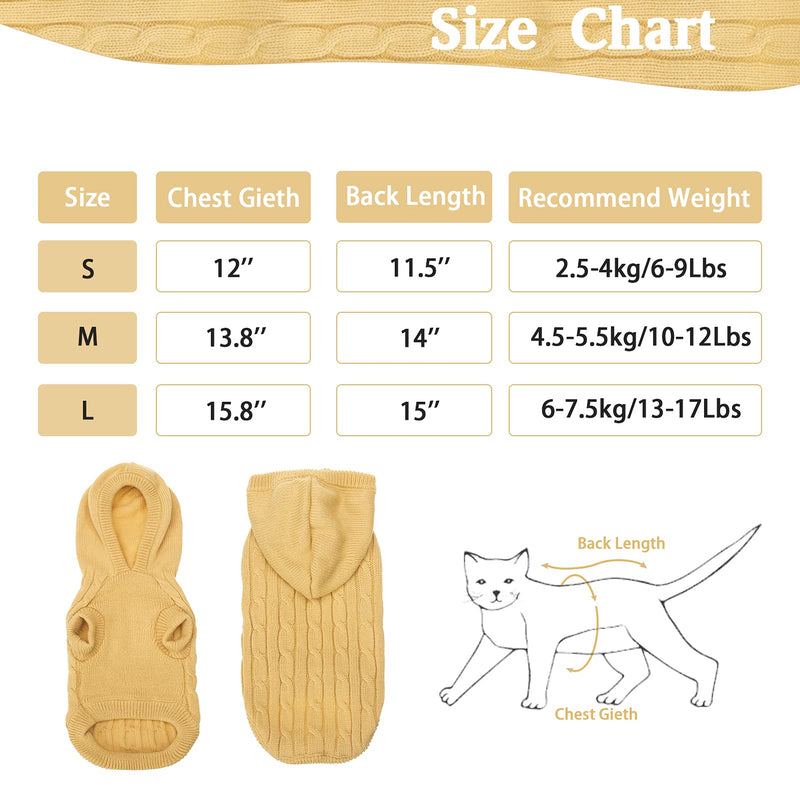 PUPTECK Winter Dog Cat Sweater Coat - Soft Cold Weather Clothes Knitwear for Kitties & Small Dogs Indoor Outdoor Walking Warm, Knitted Classic for Doggies Kitties Girls Boys Cream S: Chest Girth 12”, Back Length 11.5” - PawsPlanet Australia