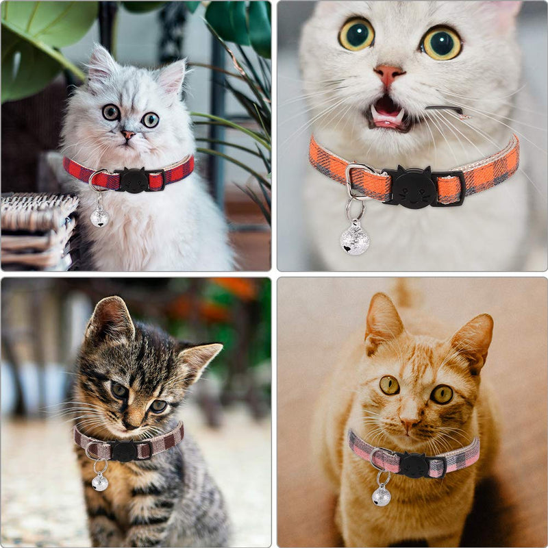 Heyu-Lotus Quick Release Cat Collars with Bell, Adjustable Breakaway Buckle Kitten Safety Collars Plaid Pattern Pet Collars, Perfect for Small Cats, Kitties, Puppies - PawsPlanet Australia