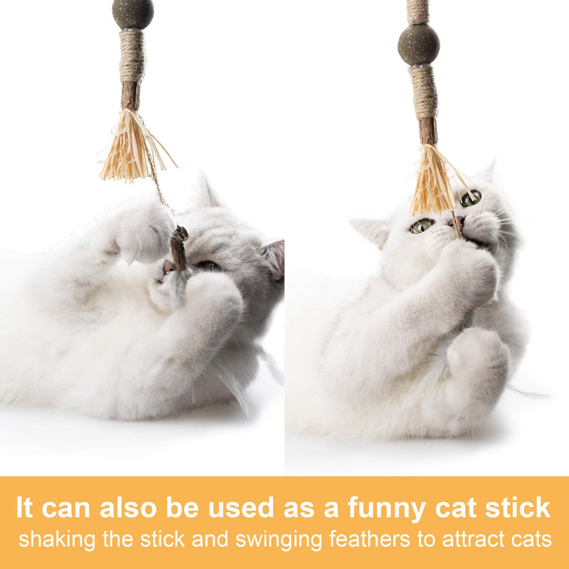 PAZ'S GIFT Cat Toys Catnip Toys Cat Kick Toy Natural Silvervine Catnip Sticks Kitten Teeth Molar Chew Toys, cat Indoor Toys Interactive cat Cleaning Teeth Feather cat chewing stick - PawsPlanet Australia