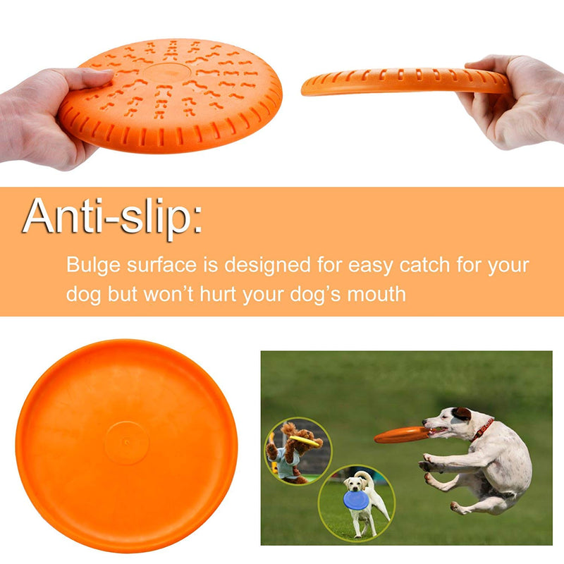 Legendog 2 Pcs Dog Flying Disc Rubber Catcher Toy 9 Inch Large Dog Toys Green&Orange - PawsPlanet Australia