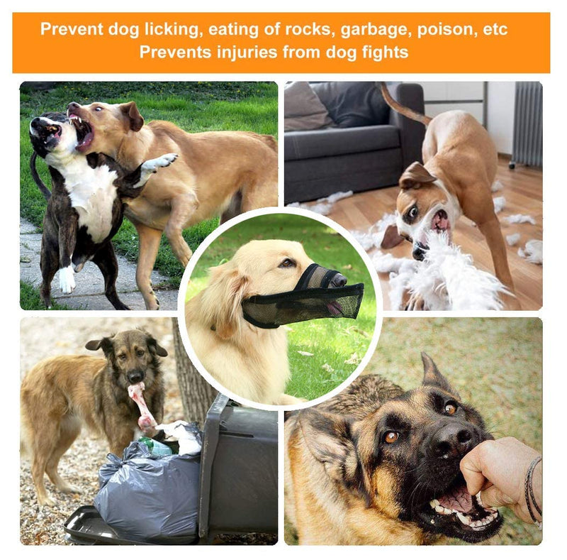Nylon Dog Muzzle for Small Medium Large Dogs, Air Mesh Breathable and Drinkable Pet Muzzle for Anti-Biting Anti-Barking Licking XS Black - PawsPlanet Australia
