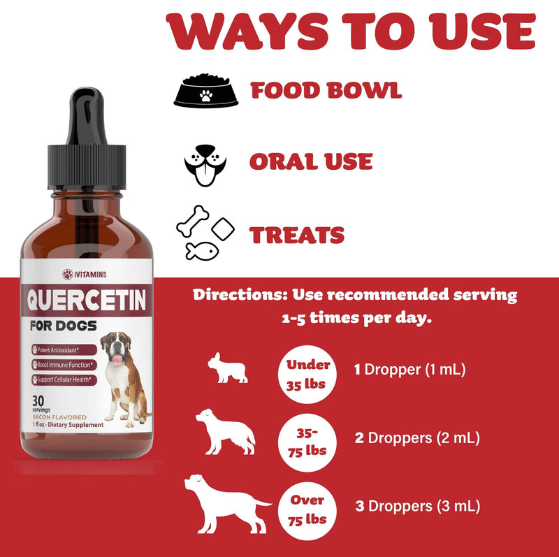 Quercetin for Dogs | Dog Allergy Relief | Quercetin for Dogs Allergies | Dog Allergy | Quercetin | Dog Allergy Support | Quercetin Dog | Dog Allergies | Quercetin Supplements | 1oz: Bacon Flavor - PawsPlanet Australia