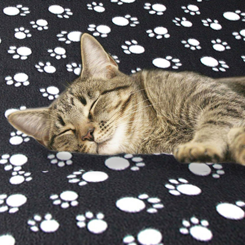 [Australia] - Eagmak Cute Dog Cat Fleece Blankets with Pet Paw Prints for Kitten Puppy and Small Animals Pack of 6 (Black, Brown, Blue, Grey, red and White) 