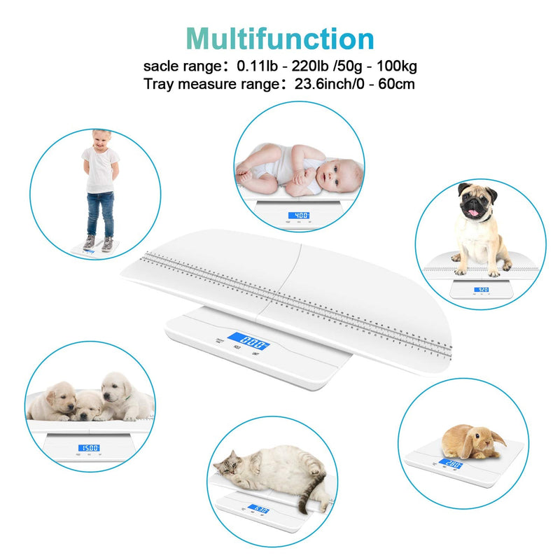 MINDPET-MED Digital Pet Scale, With 3 Weighing Modes(kg/oz/lb), Max 220 lbs, Capacity with Precision up to ±0.02lbs, White, Suitable for Infant,Puppies, Mom,Pregnant Cats and Small Dogs - PawsPlanet Australia