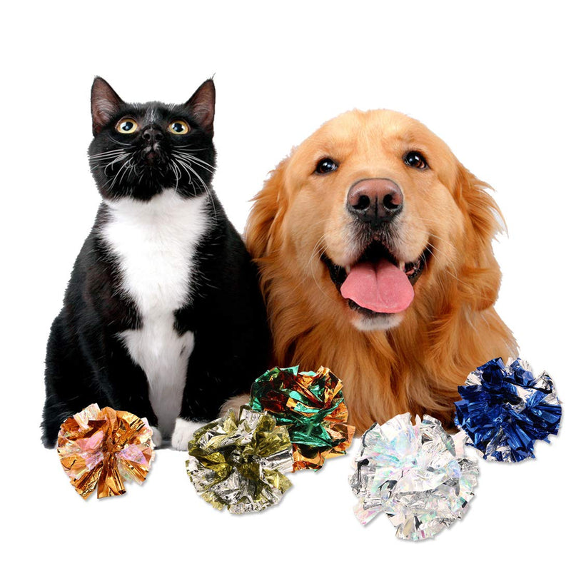 Wudong 20 Pcs 6cm Crinkle Balls Toy For Cats, Colorful Mylar Balls Crinkle Paper Ball for Pet Kitten - PawsPlanet Australia