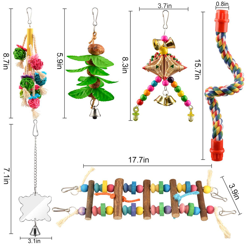 [Australia] - AOPMET Bird Swing Toys 6pcs, Parrot Swing Chewing Toys Hanging Perches with Bells, Pet Bird Swing Chewing Toys for Parakeets Cockatiels, Conures, Parrots, Love Birds 