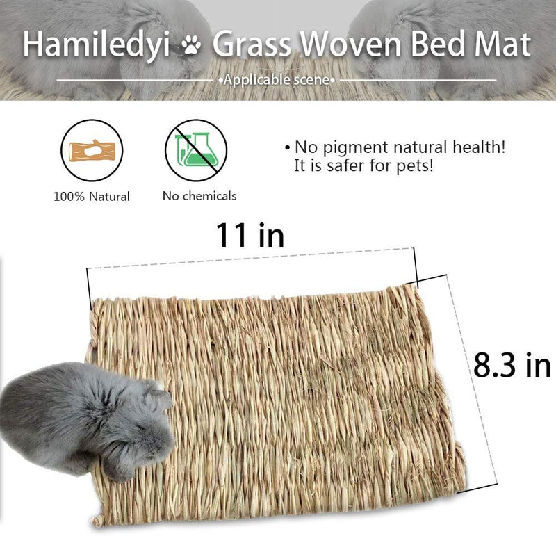 Grass Mat for Rabbit Bunny Chew Toys Woven Bed Mat for Guinea Pig Chinchilla Squirrel Hamster Cat Dog and Small Animal 6PCS grass mat - PawsPlanet Australia