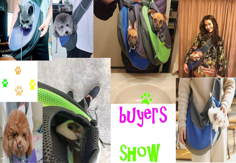 [Australia] - Pet Sling Carrier- Soft Mesh Hands Free Sling Bag Head Out for Puppy Cat Rabbit Guinea Pig- Single Shoulder Carrier Pet Travel Carrier Pouch- for Pets up to 6-12lbs S blue 