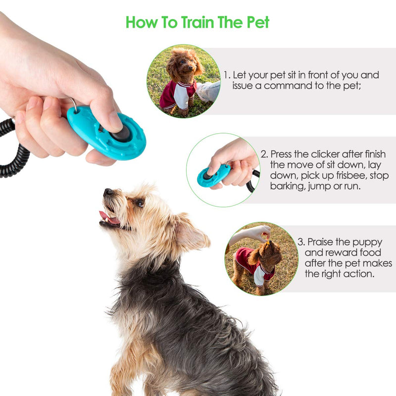 HKDGYHON Dog Training Clicker, Pet Training Clickers with Wrist Strap for Dogs Cats Puppy Birds Horses Birds Black/Blue - PawsPlanet Australia