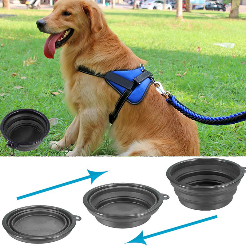 [Australia] - STARUBY 2-Pack Large Collapsible Dog Bowl 7 Inch Diameter, Foldable Pet Travel Food Bowl, Portable Cat Feeding Dish, for Outdoor Camping Pet Food Water Bowl Black 