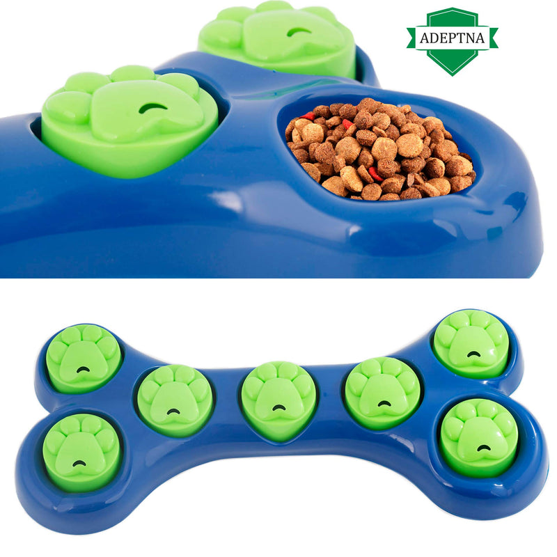 ADEPTNA Dog Pet Feeder Bowl Bone Shape Fun Puzzle Treat Slow Feeding Interactive Fun Game for Your Dog - Play Hide n Seek with Treats - PawsPlanet Australia