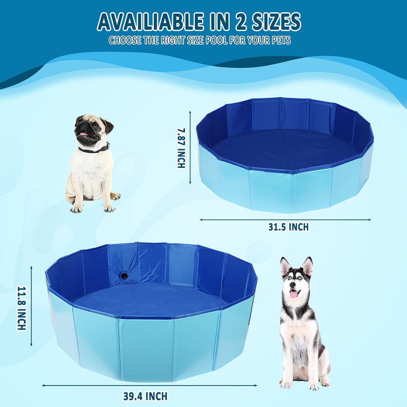 PVC Pet Swimming Pool Portable Bathtub Collapsible Water Pond Pool Foldable Dogs Bathing Tub Garden Pool Cat Puppy Shower Spa Kiddie Pool for Kiddies Pets to Swim and Bath (31.4" x 7.8") 31.4" x 7.8" - PawsPlanet Australia