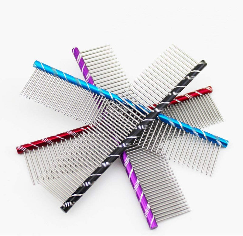 Meetory Pet Comb Dog Metal Dog Comb Stainless Steel Dog Grooming Combs Grooming Comb Cat Comb (16 cm x 2.7 cm, 1 Piece Random Color) - PawsPlanet Australia
