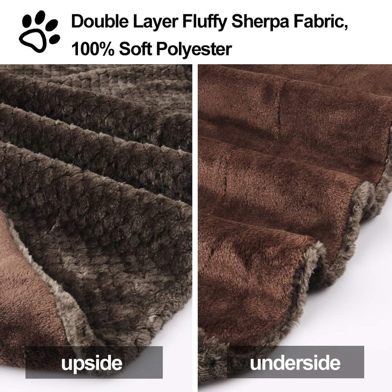 Onarway Bilayer Fluffy Sherpa Dog Blankets Thicken Soft Washable Pet Throw Blanket Sleep Bed Mat for Dogs Puppy Cats & Other Small Medium Pets XS(23.6 x 31.5 inch) Dark Brown - PawsPlanet Australia