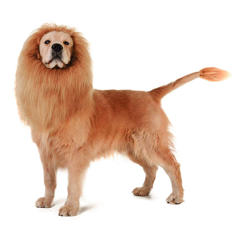 Lovelion Dog Hats - Interesting Dog Costumes Halloween - Dog Lion Mane Gift [Lion Tail] - Lion Wig Suitable Medium to Large Sized Dogs - PawsPlanet Australia