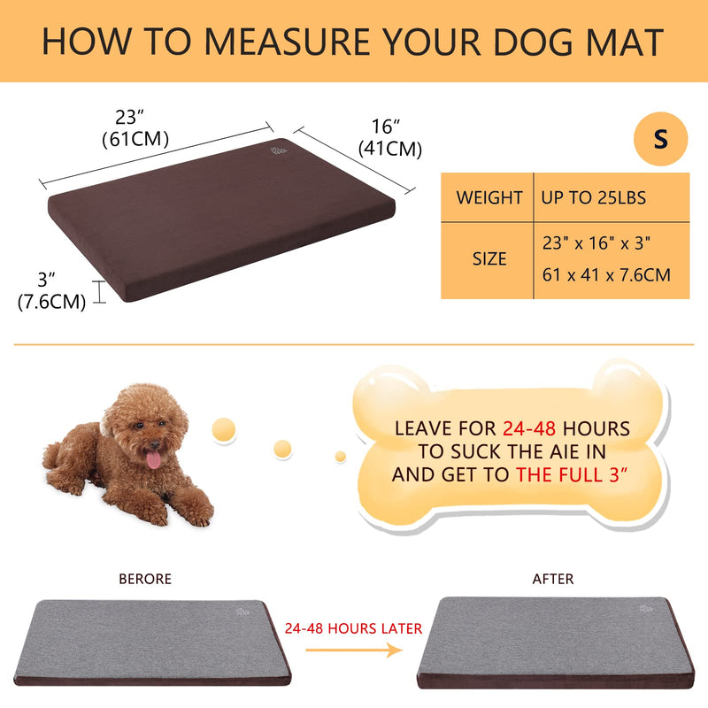 VANKEAN Stylish Dog Bed Mat Dog Crate Pad Reversible (Cool and Warm), Waterproof Linings, Removable Machine Washable Cover, Pet Mat Mattress for Small to XX-Large Dogs Sleeping, Coffee Grey S(23"x16"x3") - PawsPlanet Australia