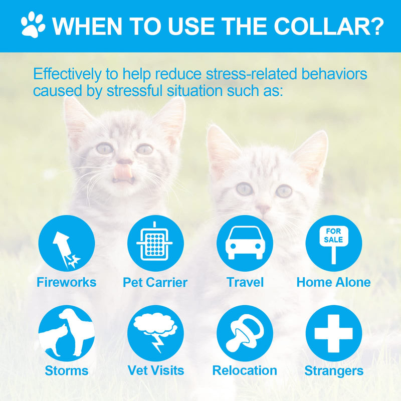 Weewooday 4 Pcs Calming Cats Collar Adjustable Cat Calm Collar Lavender Scent Relaxing Cat Collar with 2 Pendant for Puppies Cats Reduce Stress Aggression Anxious, up to 15 Inches Blue - PawsPlanet Australia