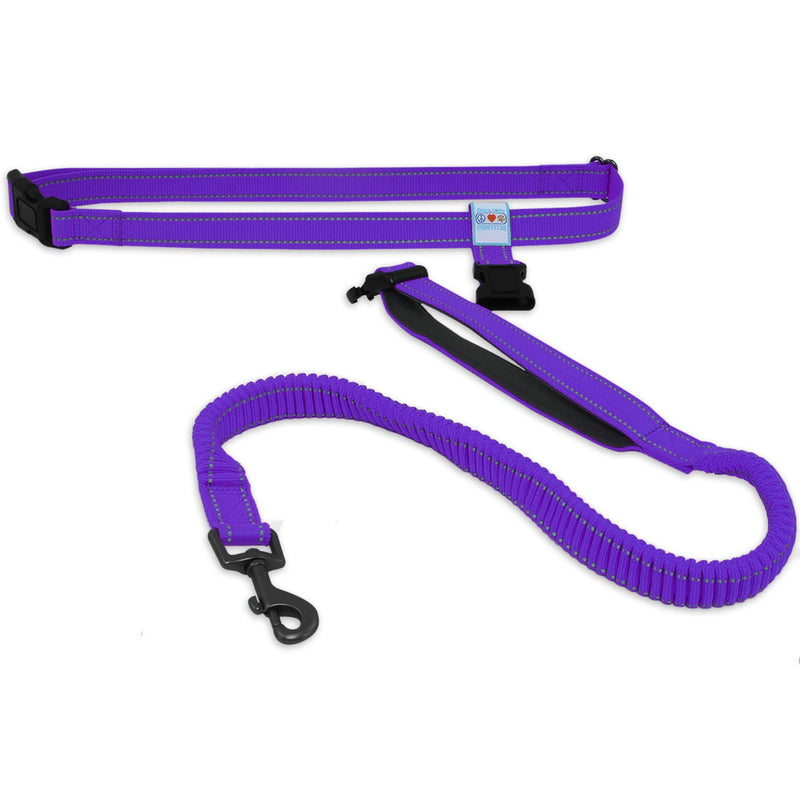 [Australia] - Pawtitas Reflective Running Dog Leash Hands Free with Adjustable Waist Belt for Dog Training | Dog Running Leash Hands Free | Running Belt Leash for Medium Dog & Large Dog - Dog Running Leash Purple 