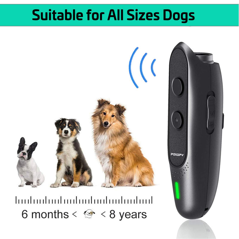 [Australia] - POIIOPY Anti Bark Device for Dog Variable Frequency Ultrasonic Dog Bark Deterrent Rechargeable 2 in 1 Dog Barking Control Device Handheld Dog Training Tool Barking Behavior Trainer 16.4 Ft Range Safe 