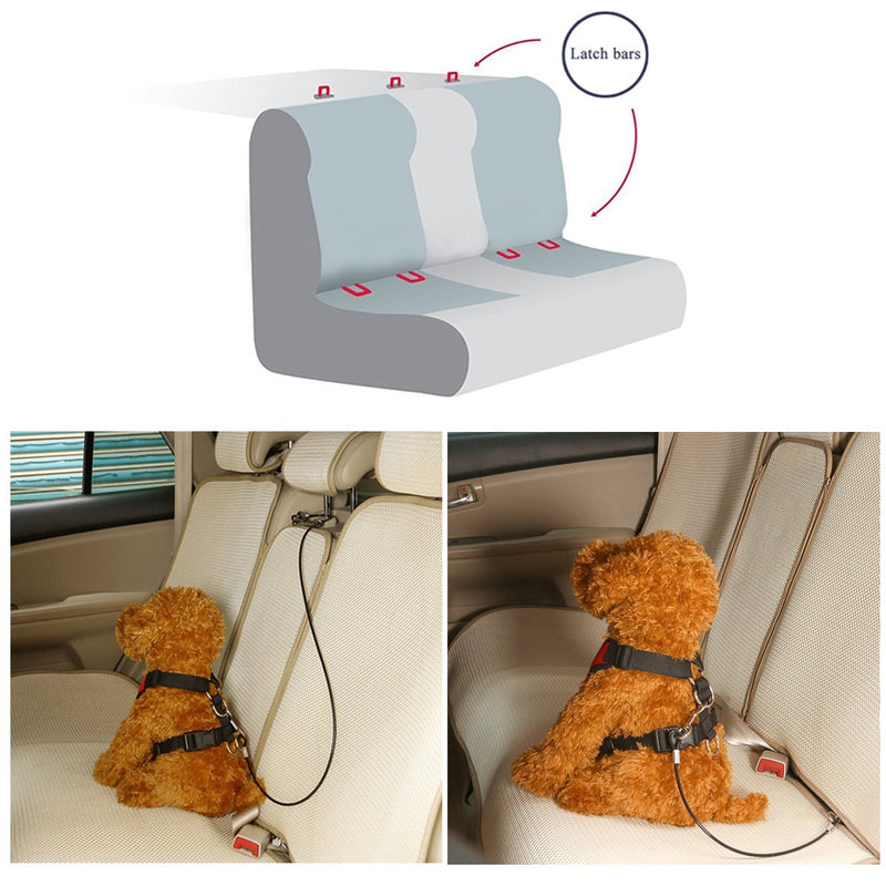 [Australia] - Mogoko Pet Car Seat Belt Restraint, Coated Stainless Steel Chew Proof Dog Safety Vehicle Tether Cable, Double Handle Black Leashes Rope for Pet Harness-4 Sizes 40 inch/100 CM 